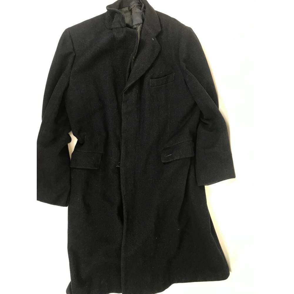 Paul Stuart New York Mens Black Wool Over Coat Jacket 48" Chest